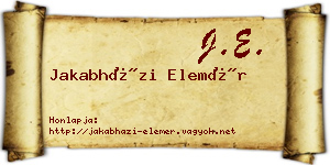Jakabházi Elemér névjegykártya